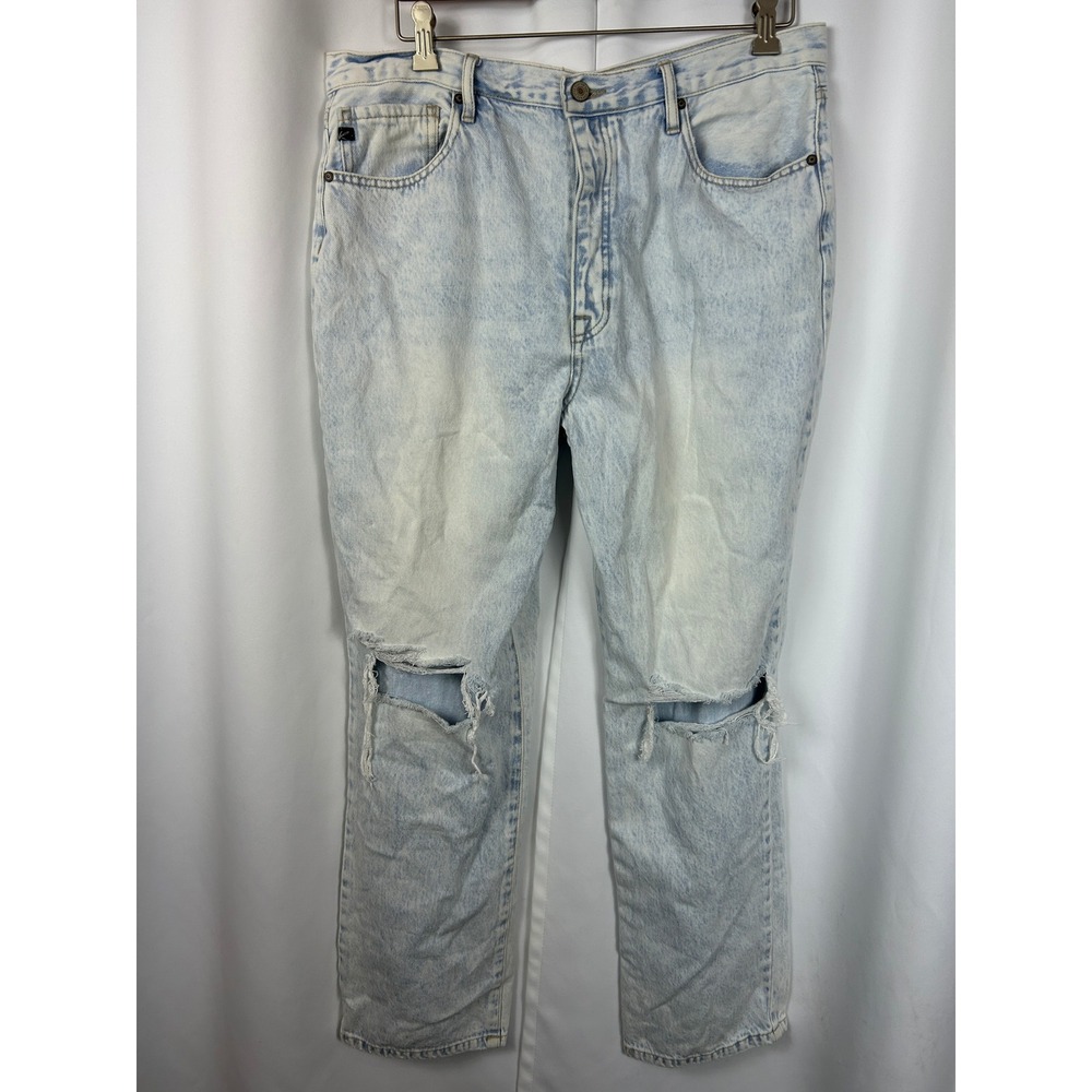 KanCan Light Acid Wash Distressed High Rise Straight Leg Jeans Size 15/31